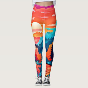 Sunset Path Through Autumn Forest Leggings