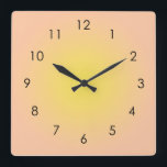 Sunset Peach Yellow Gradient Ombre Aura Square Wall Clock<br><div class="desc">Beautiful digital watercolor Peach Yellow gradient ombre design. Gradient summer gifts.</div>