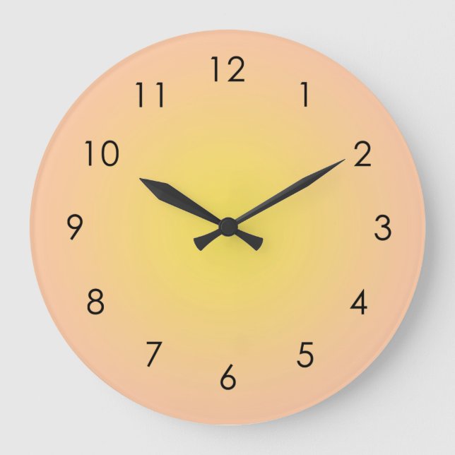 Sunset Peach Yellow Gradient Ombre  Large Clock (Front)