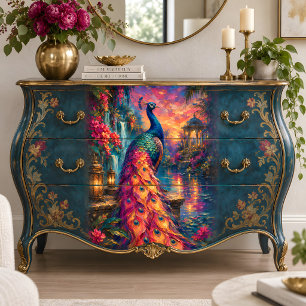 Sunset Peacock Lantern Garden Decoupage Tissue Paper