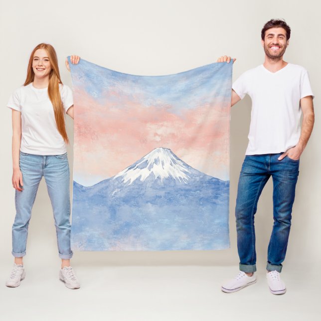 Sunset Peaks – Golden Mountain Dreamscape Fleece Blanket (In Situ)