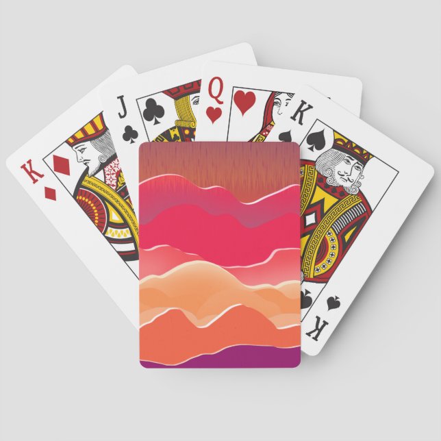 Sunset Peaks Modern Paper Collage Art Playing Cards (Back)