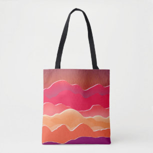 Sunset Peaks Modern Paper Collage Art Tote Bag