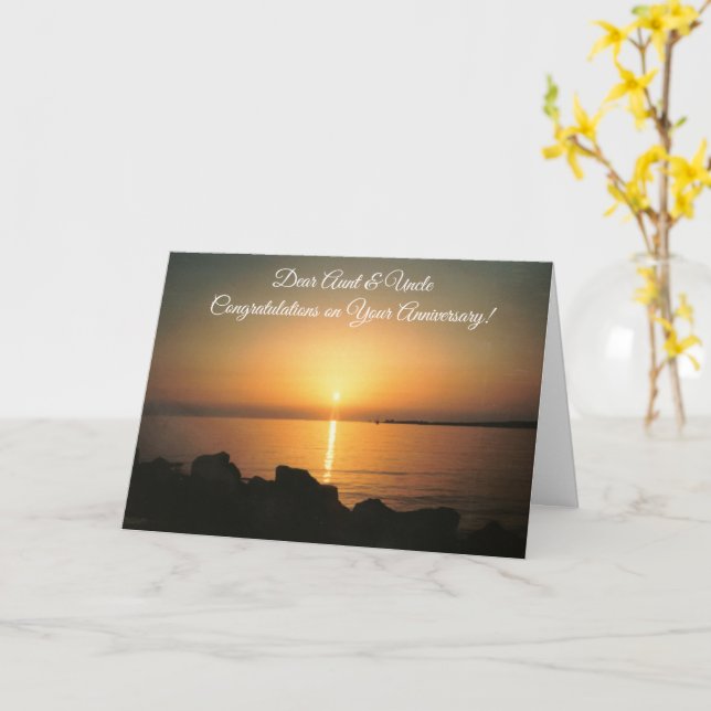 Sunset Personalised Aunt Uncle Wedding Anniversary Card (Yellow Flower)