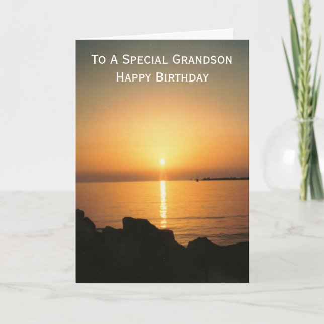 Sunset Personalised Grandson Birthday Card (Front)