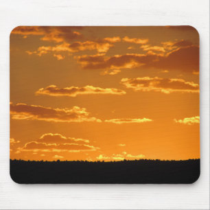 Sunset Photo Bright Orange Evening Sky Landscape Mouse Mat
