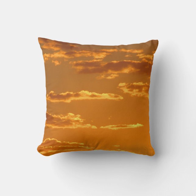 Sunset Photo Bright Orange Yellow Cloud Sky Cushion (Front)