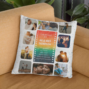 Sunset Photo Collage Mr and Mrs 10th Anniversary Cushion