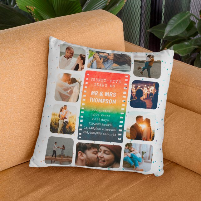 Sunset Photo Collage Mr and Mrs 25th Anniversary Cushion (Creator Uploaded)