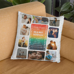 Sunset Photo Collage Mr and Mrs 3rd Anniversary Cushion