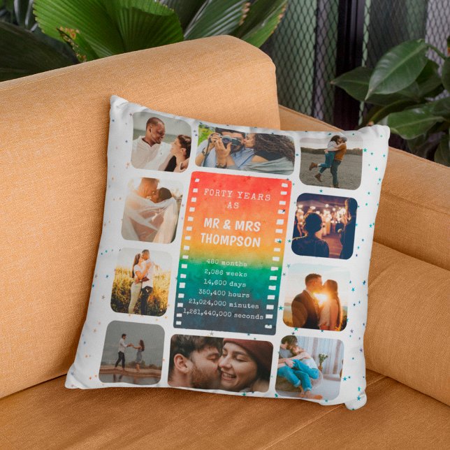Sunset Photo Collage Mr and Mrs 40th Anniversary Cushion (Creator Uploaded)