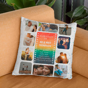 Sunset Photo Collage Mr and Mrs 60th Anniversary Cushion