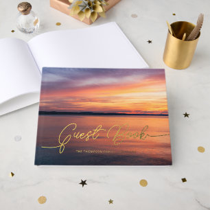 Sunset Photo Custom Lake House Or Vacation Lodge Guest Book