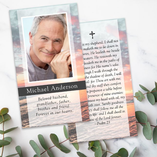 Sunset Photo Funeral Memorial Prayer Card (Creator Uploaded)