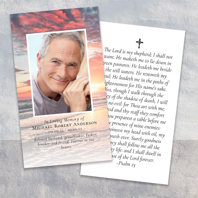 Sunset Photo Memorial Prayer Card (Creator Uploaded)