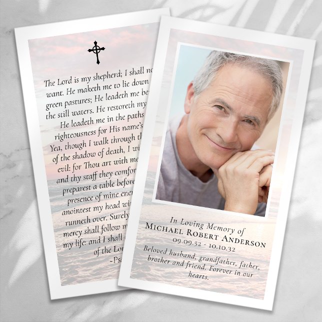 Sunset Photo Memorial Prayer Card (Creator Uploaded)