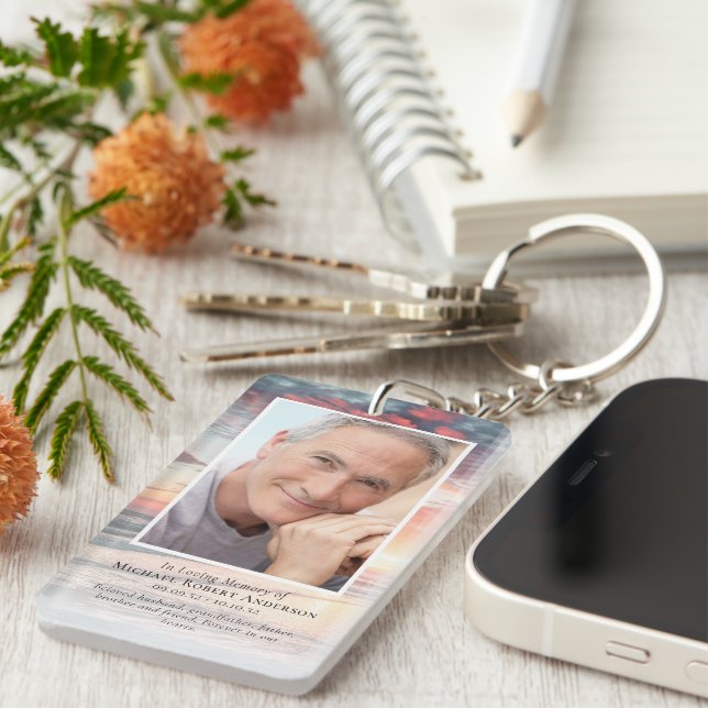 Sunset Photo Memorial Prayer Key Ring (Front Right)