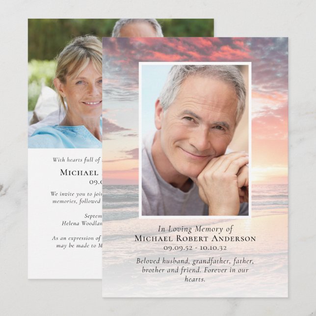 Sunset Photo Memorial Service  Announcement (Front/Back)