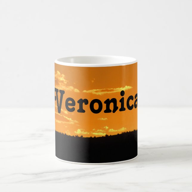 Sunset Photo Mug First Name Orange Yellow Evening (Center)