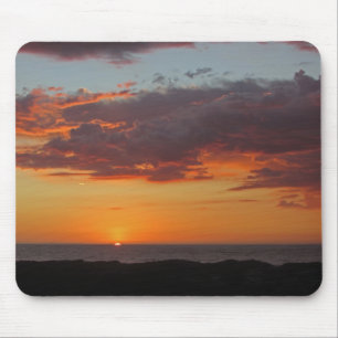 Sunset Photo Pacific Ocean Bright Orange Sky Beach Mouse Mat