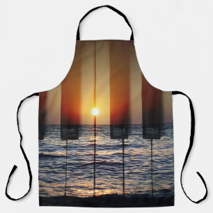 Sunset Piano Keyboard: Greek Island Romance Apron