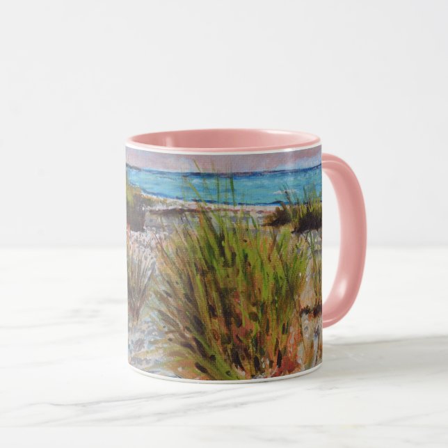 Sunset Pink Florida Beach Art Mug (Front Right)