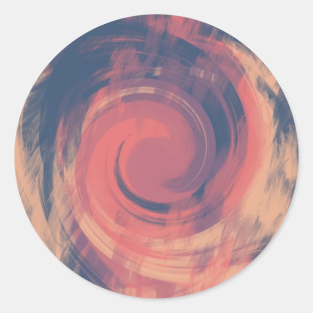 Sunset Pink Peach and Blue Swirl  Classic Round Sticker (Front)