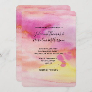 Sunset Pink Peach Yellow Watercolor Invitation