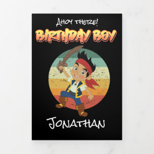Sunset Pirate Boy 1st Birthday Tri-Fold Card