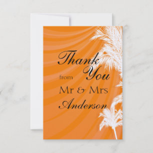 Sunset Plam Trees Wedding Thank You Card