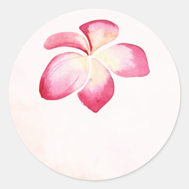 Sunset Plumeria Watercolor Wedding Favour Stickers (Front)