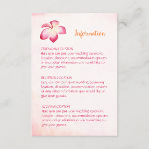 Sunset Plumeria Wedding Information Cards