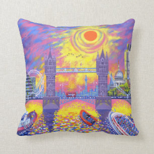 Sunset:Pool Of London 2013 Cushion
