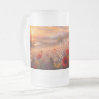 Sunset Poppy Field Impressionist Painting