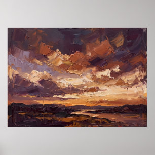 Sunset Prairie Landscape Poster