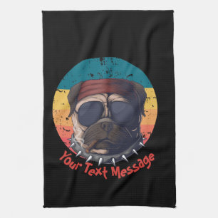 Sunset Pug Tea Towel
