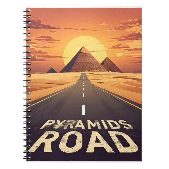 Sunset Pyramids Road Egypt Travel Art Notebook (Front)