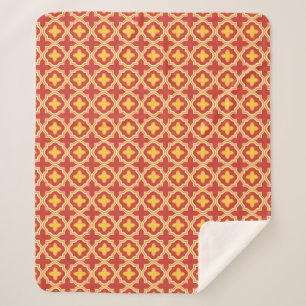 Sunset Quatrefoil - Moroccan Lattice Tile Pattern Sherpa Blanket