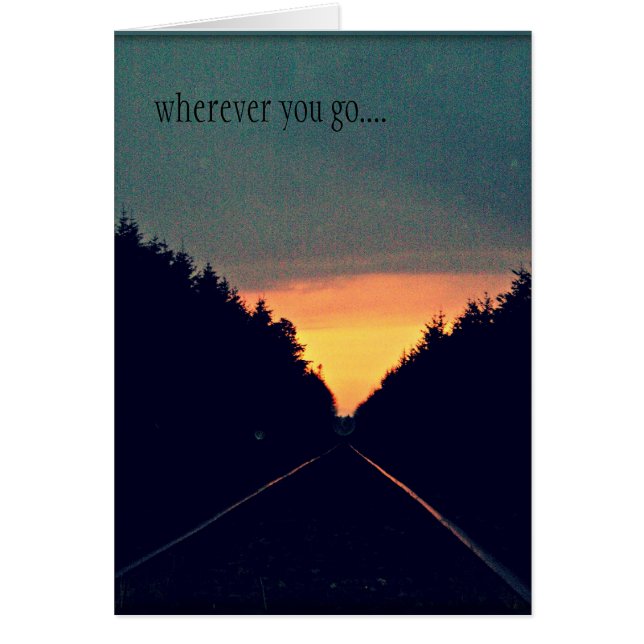 Sunset, railway tracks , trees, multipurpose card (Front)