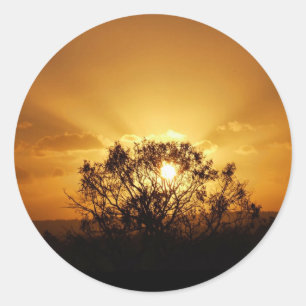 sunset rays classic round sticker