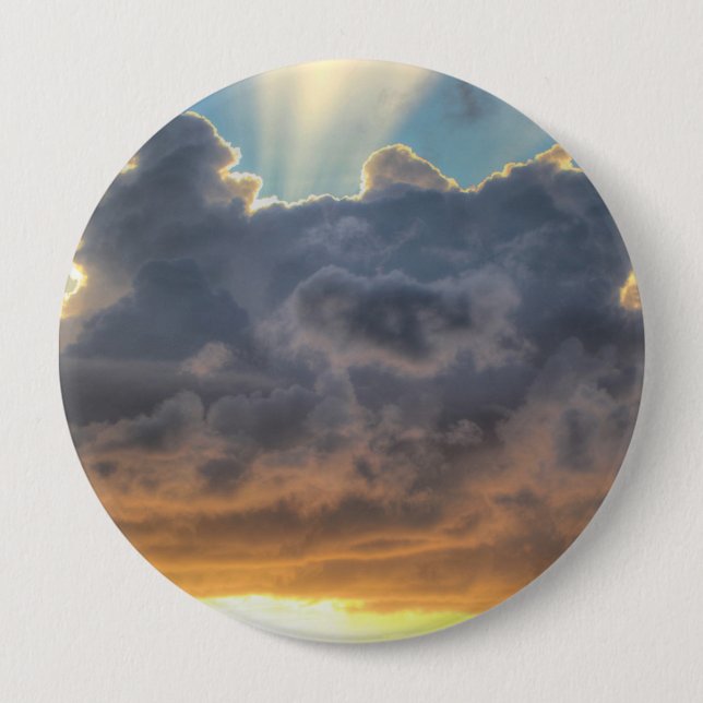 Sunset Rays of Light through Stormy Clouds 10 Cm Round Badge (Front)