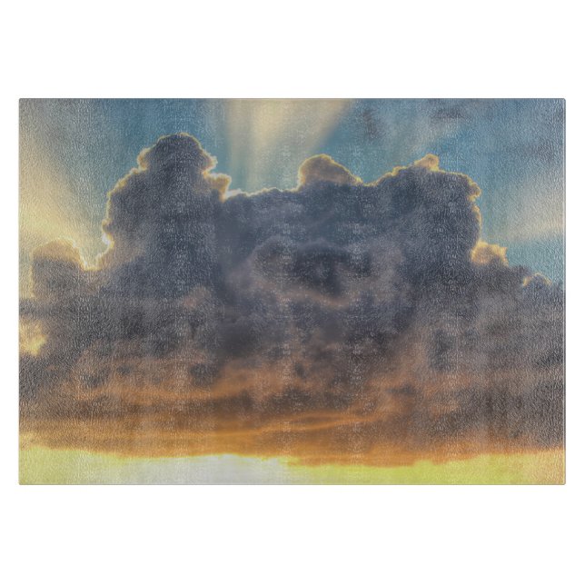 Sunset Rays of Light through Stormy Clouds Cutting Board (Front)