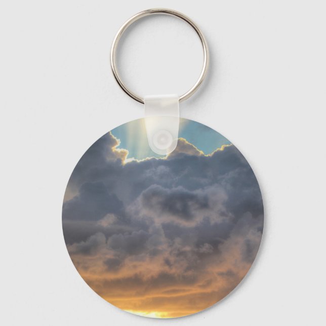 Sunset Rays of Light through Stormy Clouds Key Ring (Front)