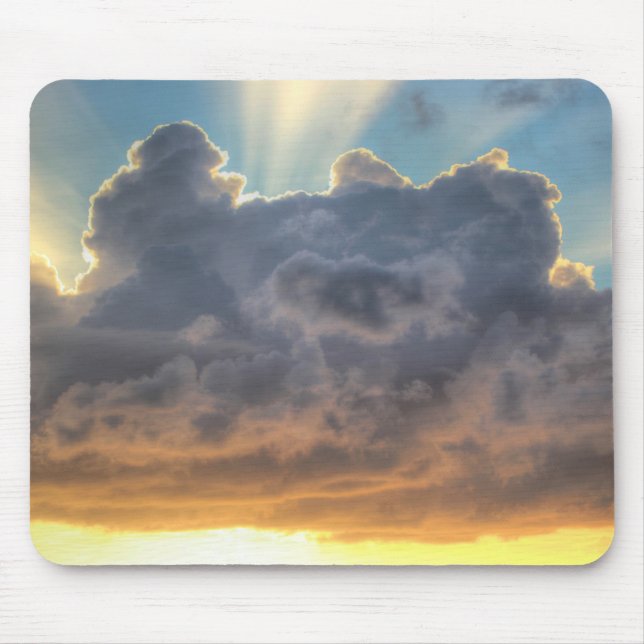 Sunset Rays of Light through Stormy Clouds Mouse Mat (Front)