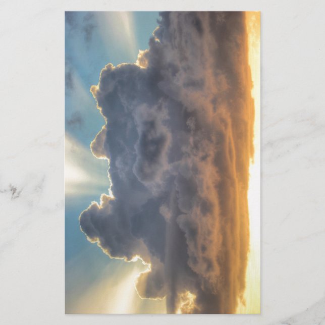 Sunset Rays of Light through Stormy Clouds Stationery (Front)