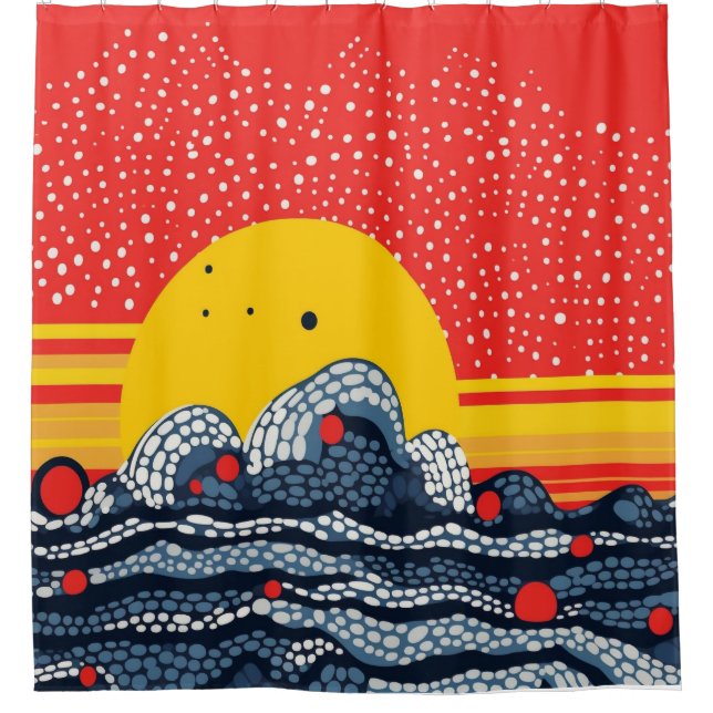 Sunset red sea beautiful arty shower curtain (Front)