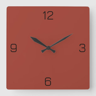 Sunset Red Terracotta 9F392B Colour Add Name Optio Square Wall Clock