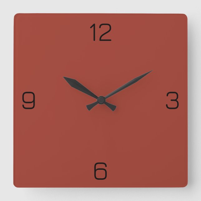 Sunset Red Terracotta 9F392B Colour Add Name Optio Square Wall Clock (Front)