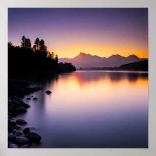 Sunset Reflecting Over a Lake Poster