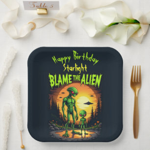 Sunset Reflection Highlights Alien Mystery Paper Plate